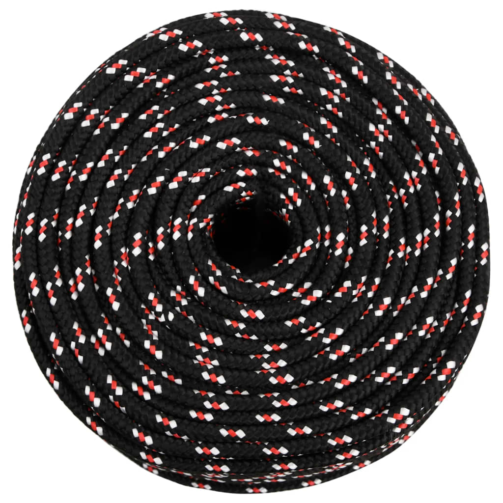 vidaXL Frânghie de barcă, negru, 10 mm, 100 m, polipropilenă