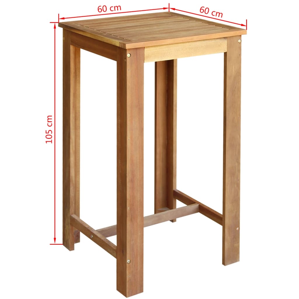 vidaXL Set de masă și scaune de bar din lemn masiv de acacia, 3 piese