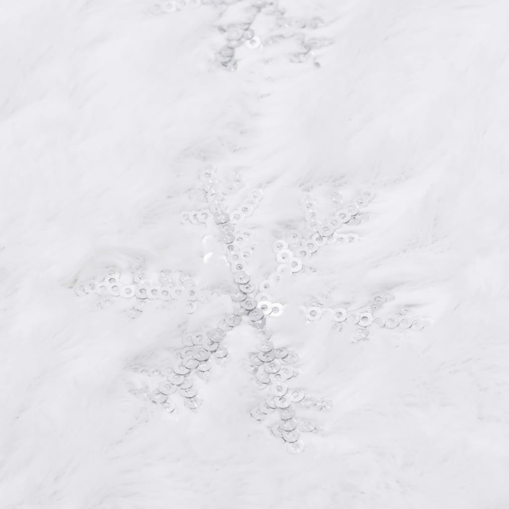 vidaXL Covor fustă brad Crăciun de lux, alb, 122 cm, blană artificială