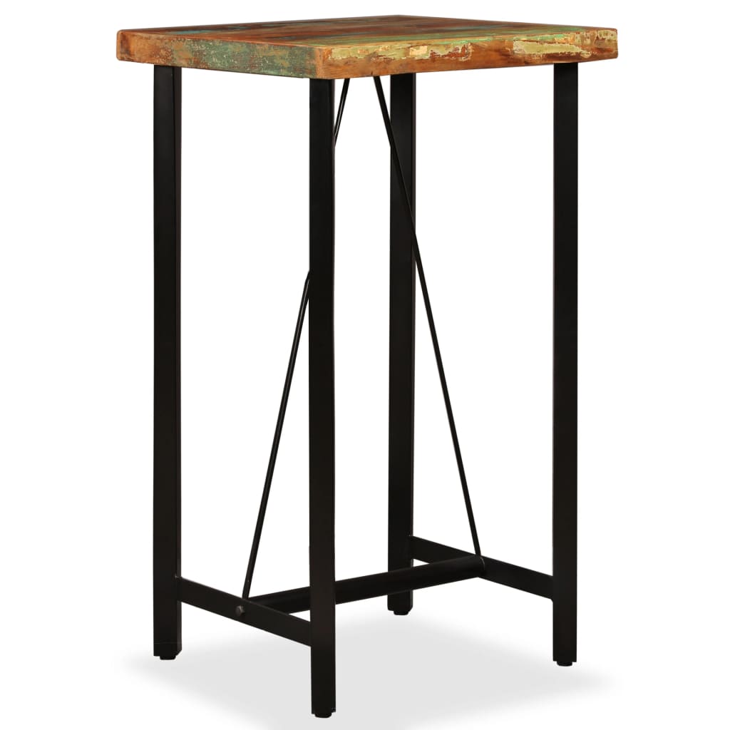 vidaXL Set mobilier bar, 3 piese lemn masiv reciclat și piele naturală