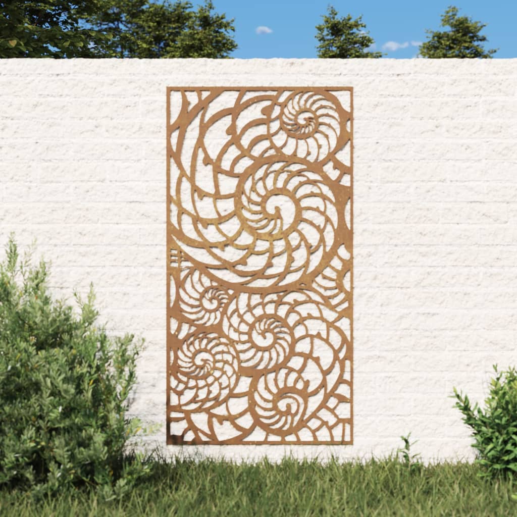 vidaXL Decor perete de grădină 105x55 cm design scoici oțel Corten