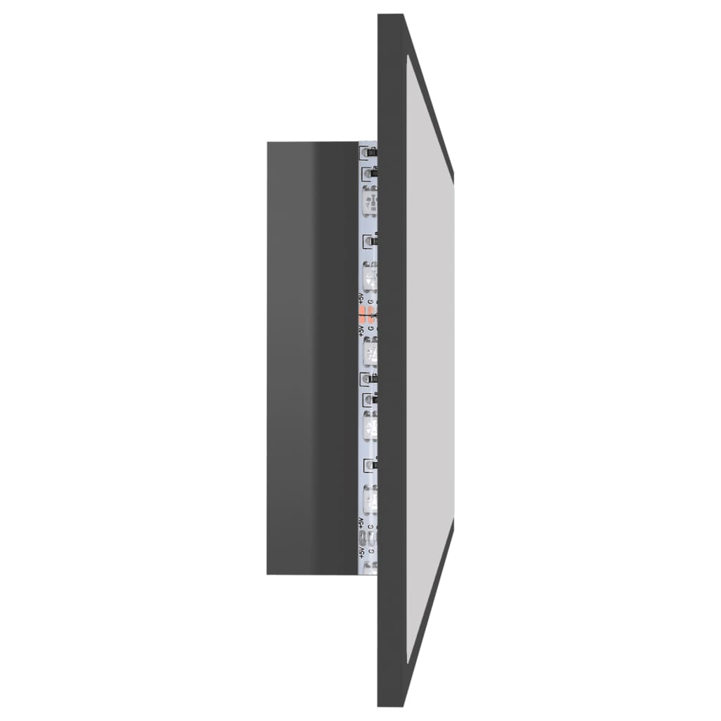 vidaXL Oglindă de baie cu LED, gri extralucios, 100x8,5x37 cm, acril