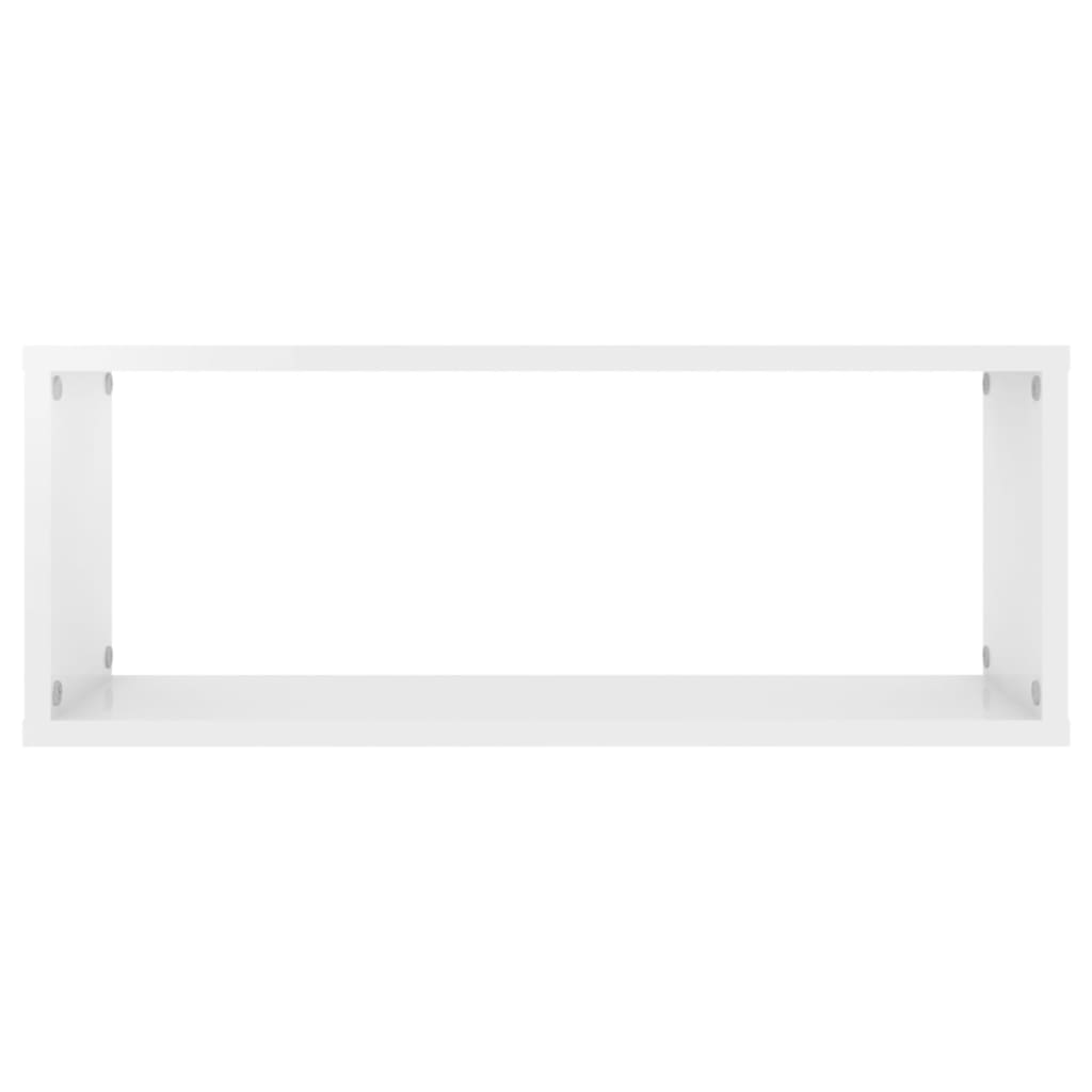 vidaXL Rafturi de perete cub, 2 buc, alb extralucios, 60x15x23 cm, PAL