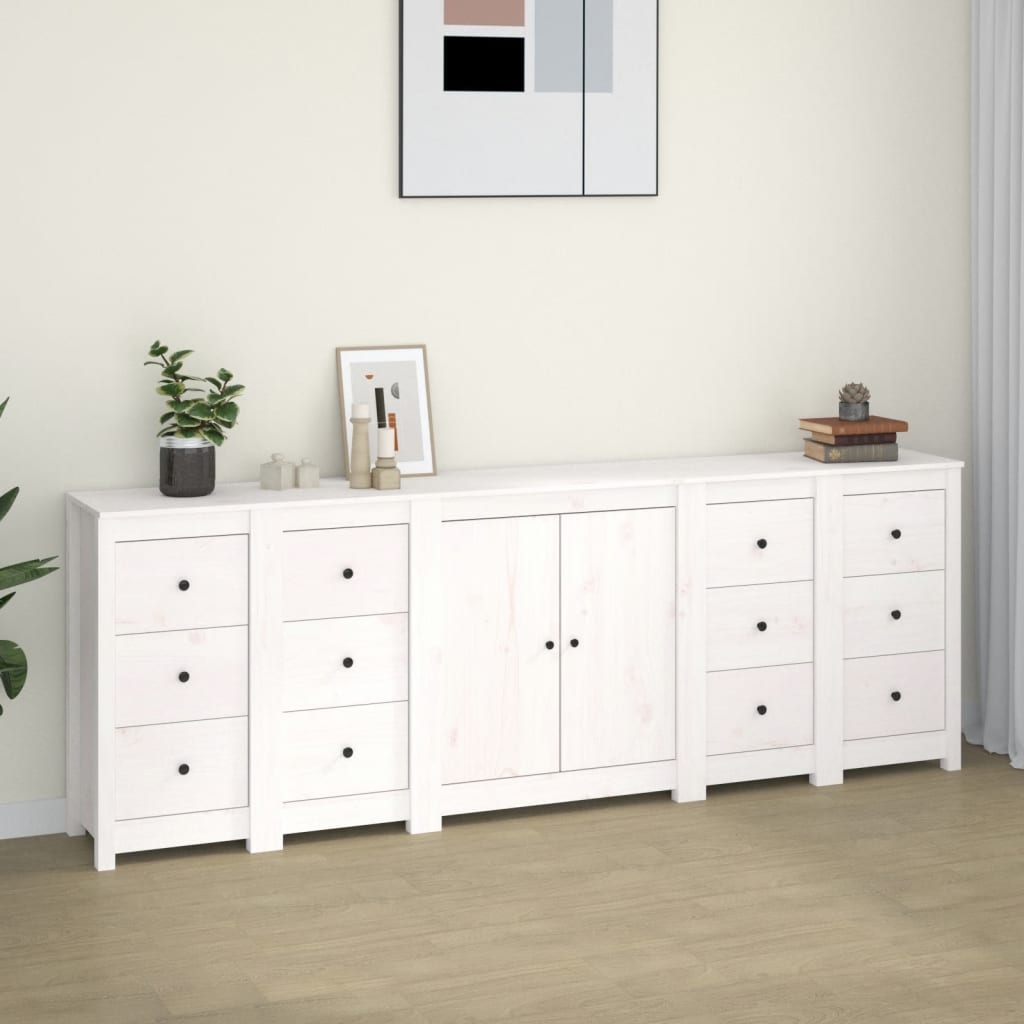 vidaXL Servantă, alb, 230x35x80 cm, lemn masiv de pin