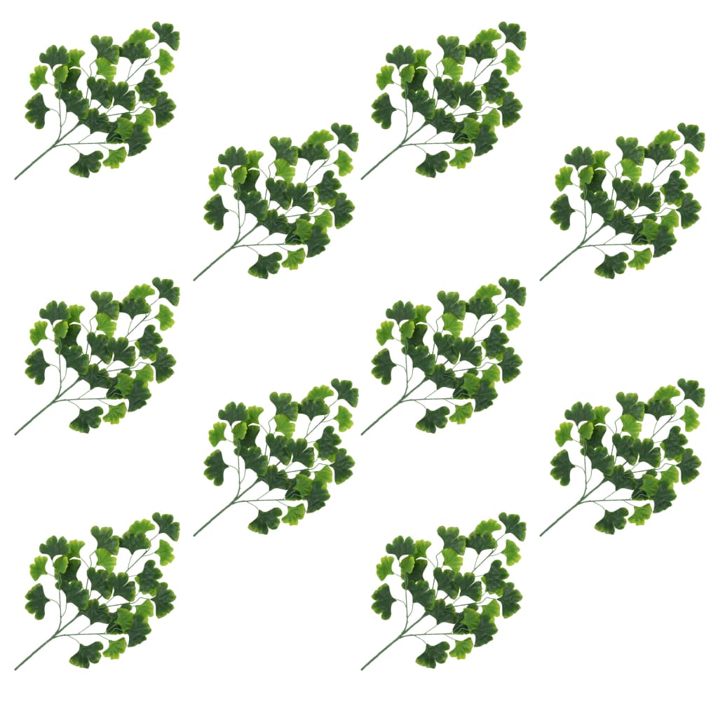 vidaXL Frunze artificiale Ginko, 10 buc., verde, 65 cm