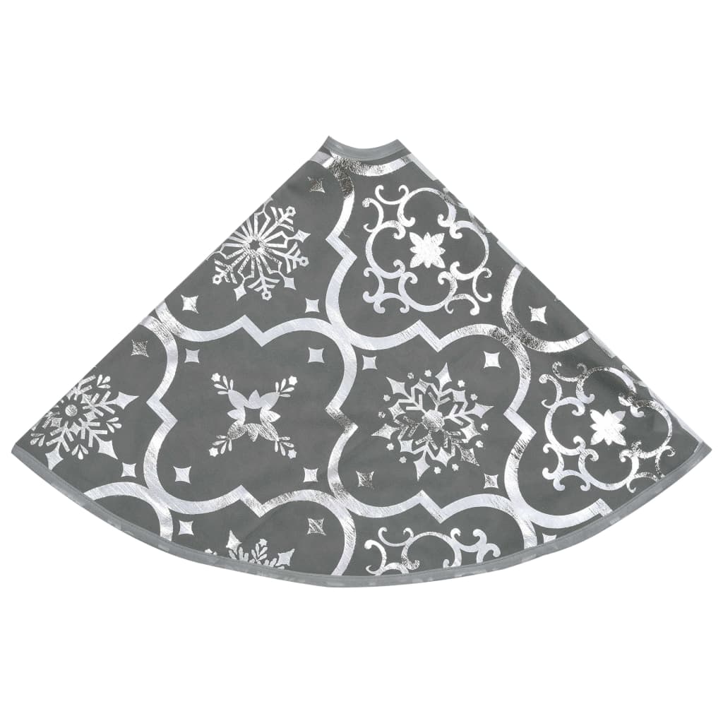 vidaXL Covor fustă de brad Crăciun cu șosetă, gri, 90 cm, țesătură