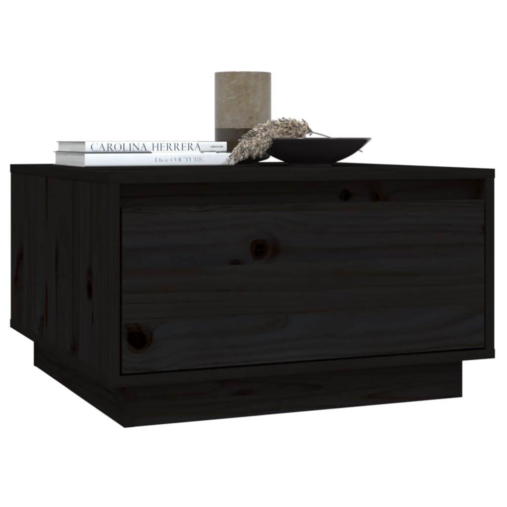 vidaXL Măsuță de cafea, negru, 55x56x32 cm, lemn masiv de pin