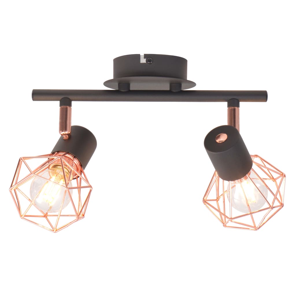 vidaXL Lampă de plafon cu 2 spoturi E14, negru și bronz