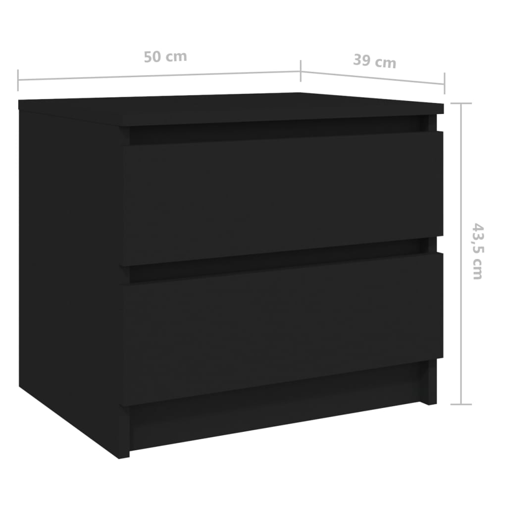 vidaXL Noptiere, 2 buc., negru, 50x39x43,5 cm, PAL