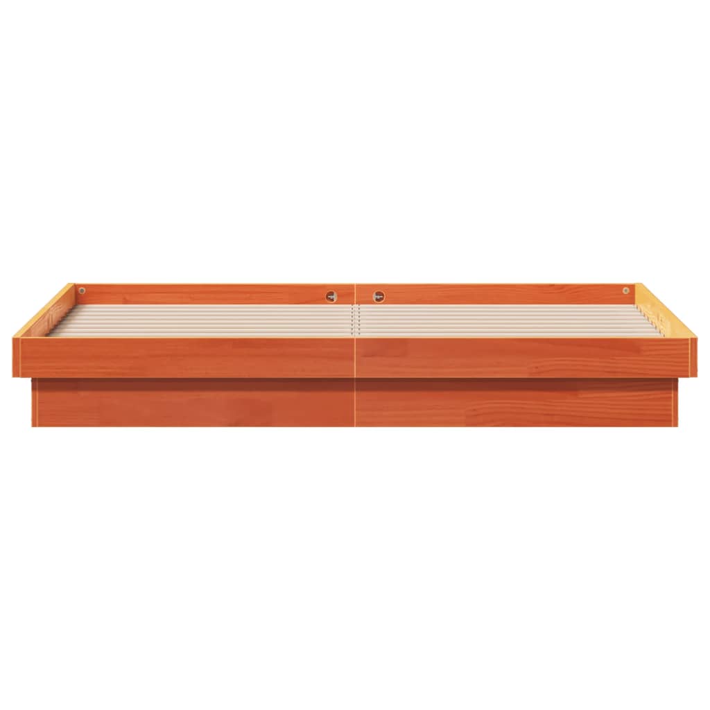 vidaXL Cadru de pat cu LED, maro ceruit, 150x200 cm, lemn masiv de pin