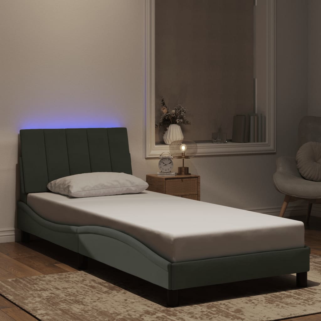 vidaXL Cadru de pat cu tăblie, gri deschis, 80x200 cm, catifea