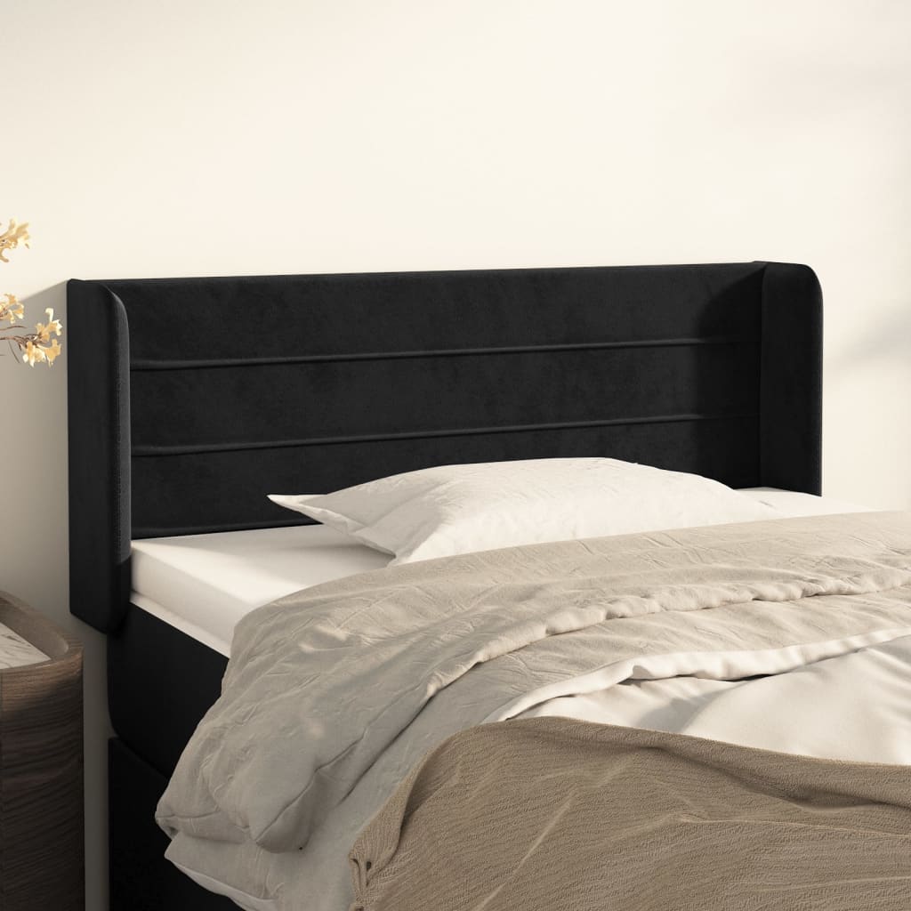 vidaXL Tăblie de pat cu aripioare negru 83x16x78/88 cm catifea