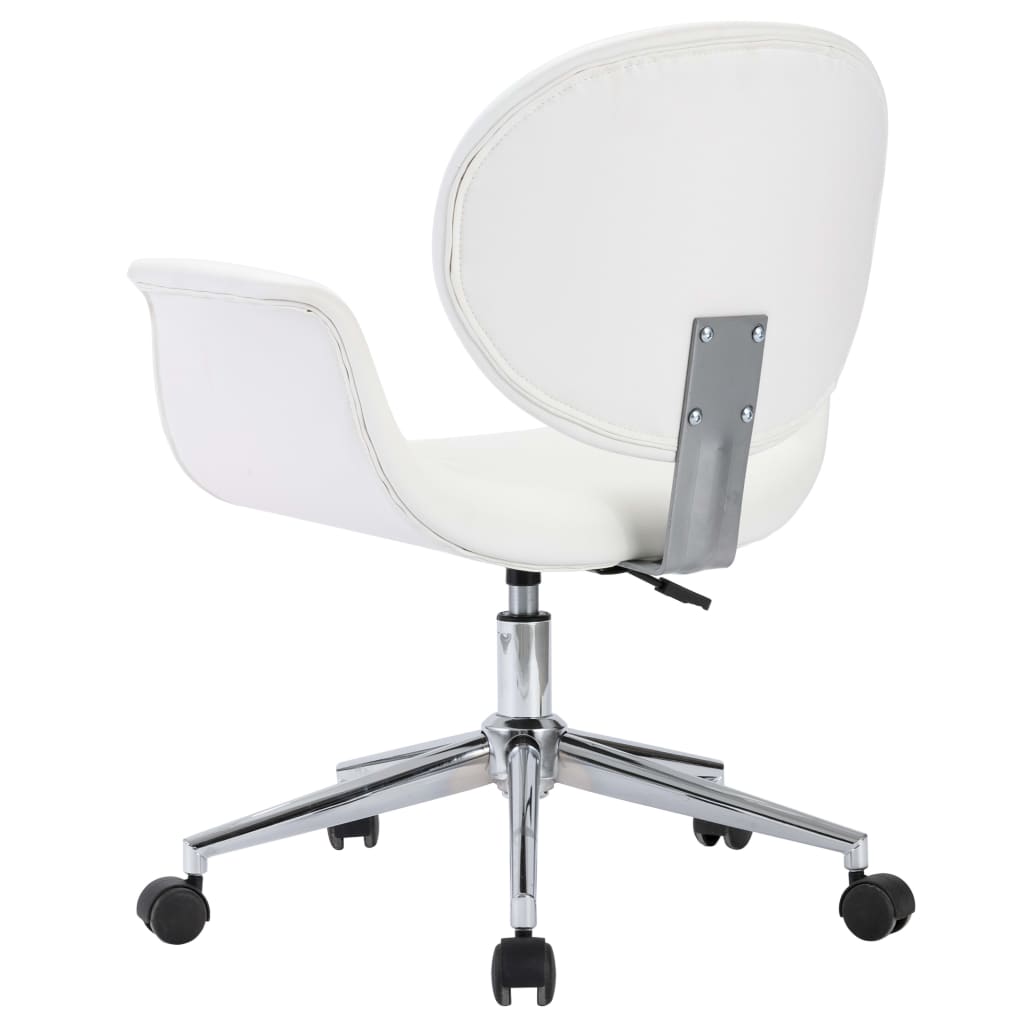vidaXL Scaun de birou rotativ, alb, piele ecologică