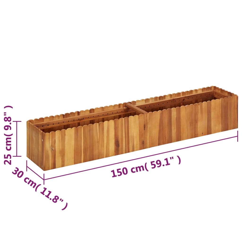 vidaXL Strat înălțat de grădină, 150x30x25 cm, lemn masiv de acacia