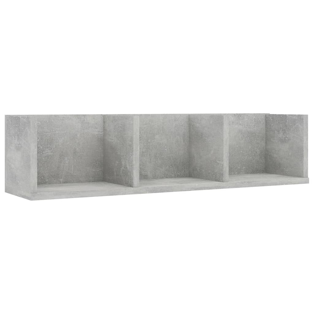 vidaXL Raft de perete CD-uri, gri beton, 75 x 18 x 18 cm, PAL