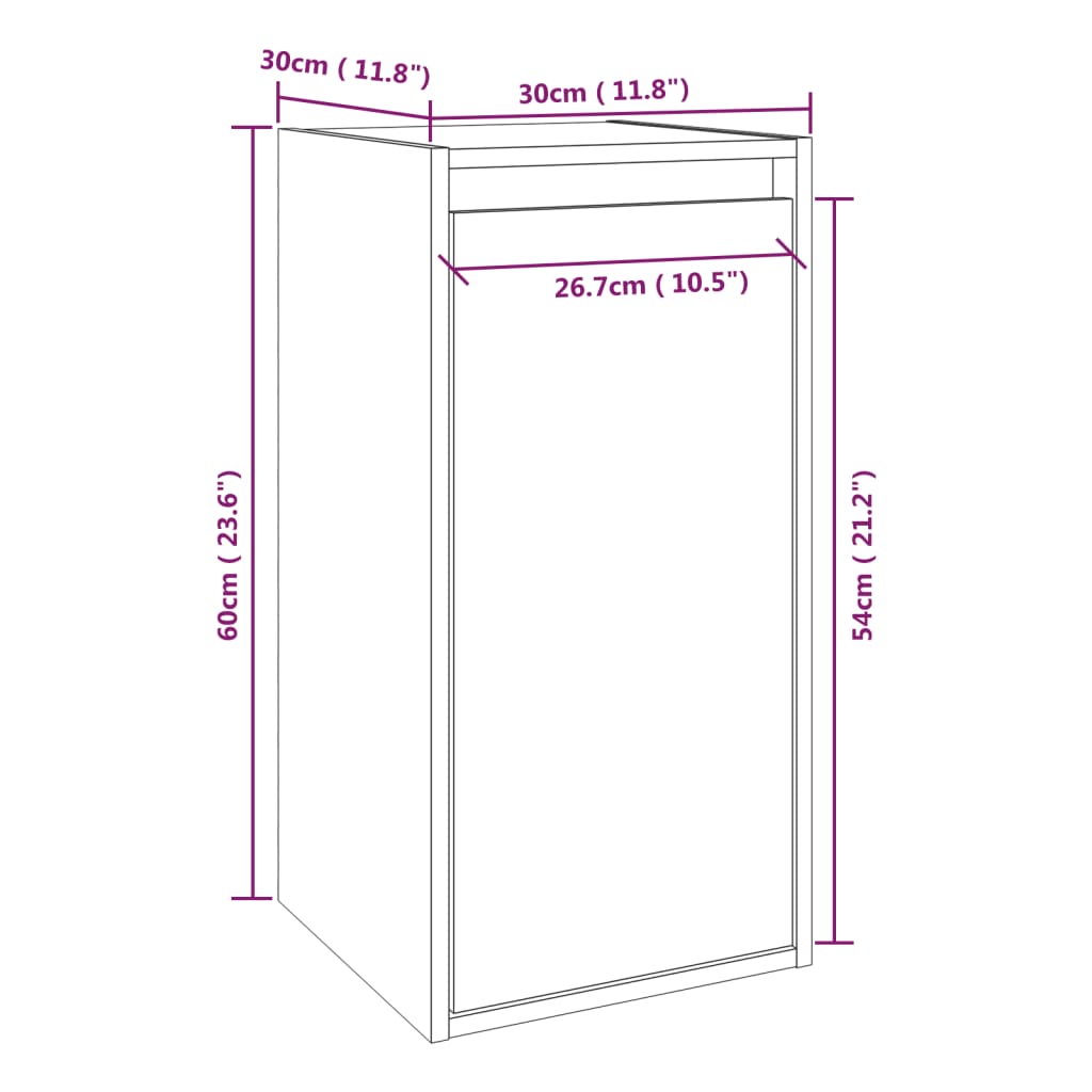 vidaXL Dulapuri de perete, 2 buc., gri, 30x30x60 cm, lemn masiv pin