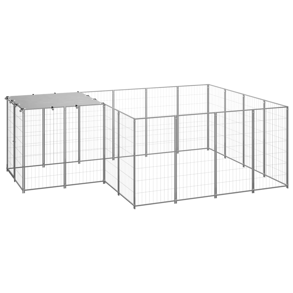 vidaXL Padoc pentru câini, argintiu, 6,05 m², oțel