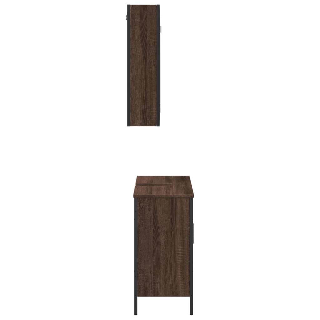 vidaXL Set mobilier de baie, 2 piese, stejar maro, lemn prelucrat