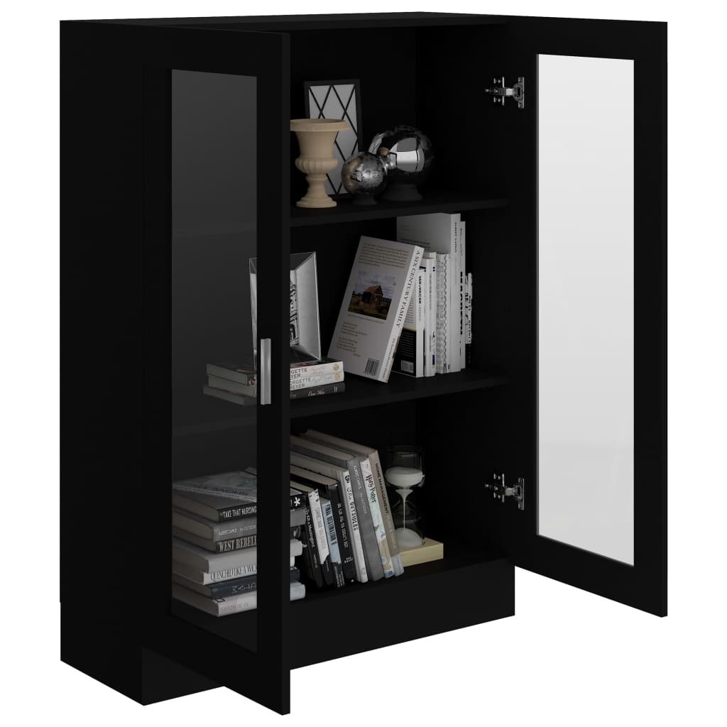 vidaXL Dulap cu vitrină, negru, 82,5 x 30,5 x 115 cm, PAL