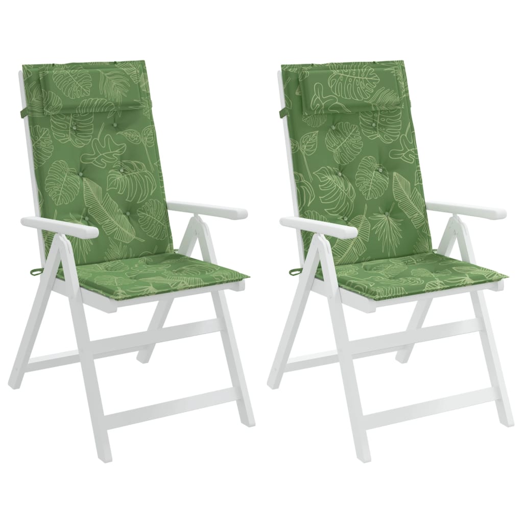 vidaXL Perne de scaun spătar înalt, 2 buc, model frunze, textil Oxford