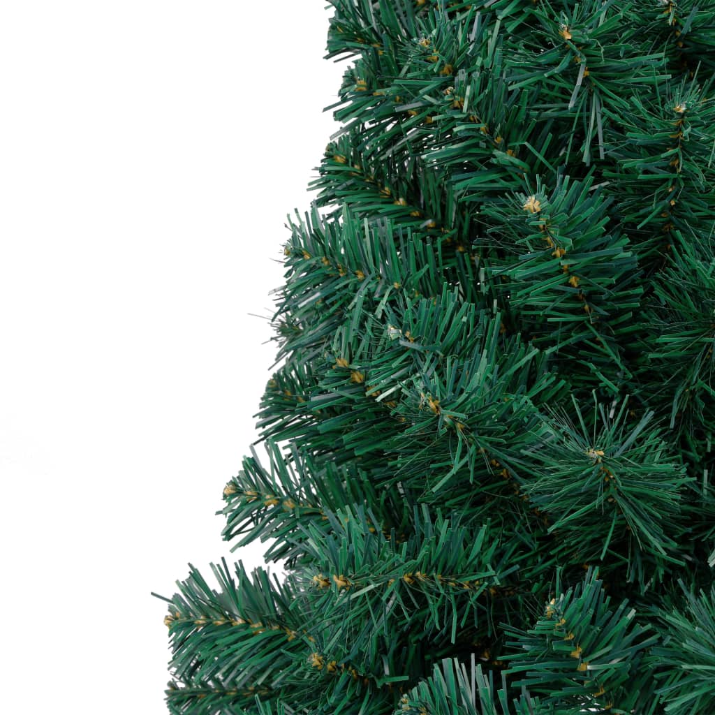 vidaXL Set jumătate brad Crăciun artificial LED&globuri, verde, 240 cm