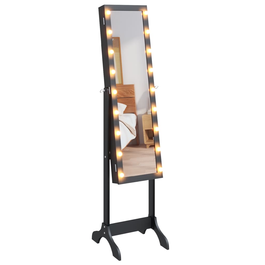 vidaXL Oglindă de sine stătătoare cu LED, negru, 34x37x146 cm