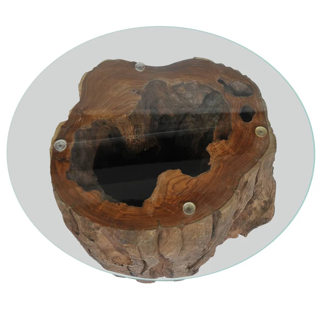 vidaXL Măsuță de cafea, lemn de tec și sticlă, 50 x 40 cm