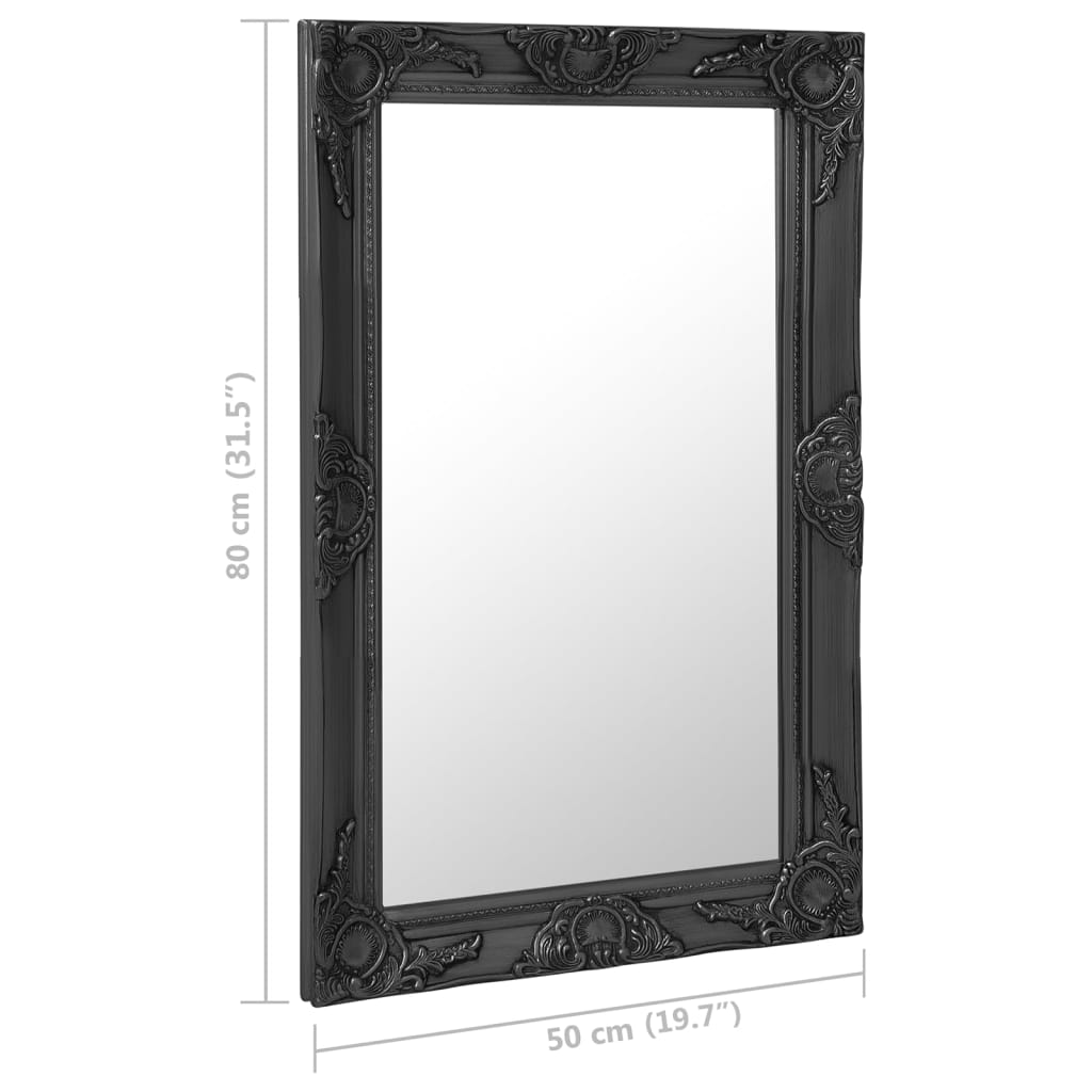 vidaXL Oglindă de perete în stil baroc, negru, 50 x 80 cm