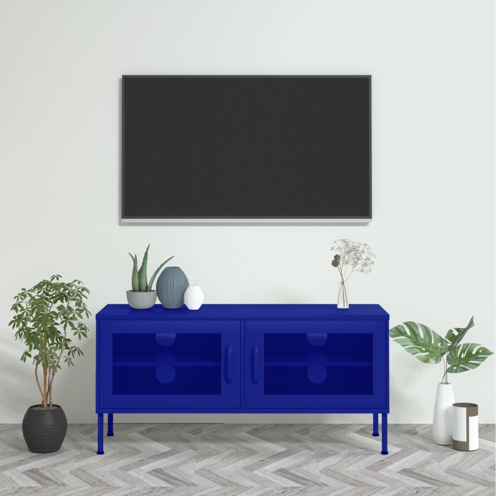 vidaXL Comodă TV, bleumarin, 105x35x50 cm, oțel