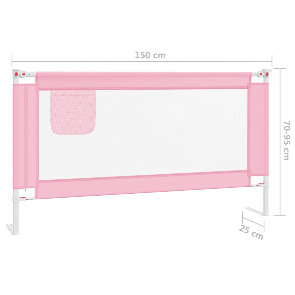 vidaXL Balustradă de protecție pat copii, roz, 150x25 cm, textil