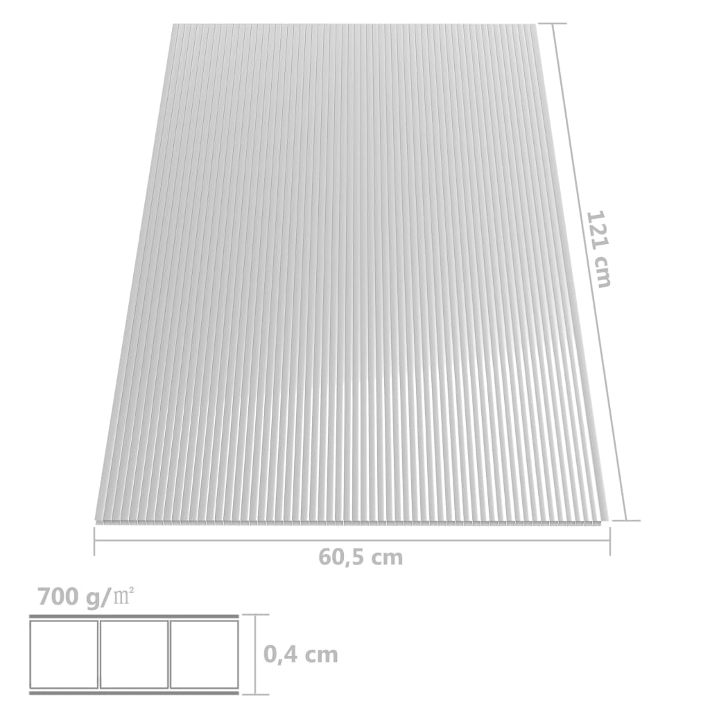 vidaXL Plăci din policarbonat, 8 buc., 121 x 60 cm, 4 mm