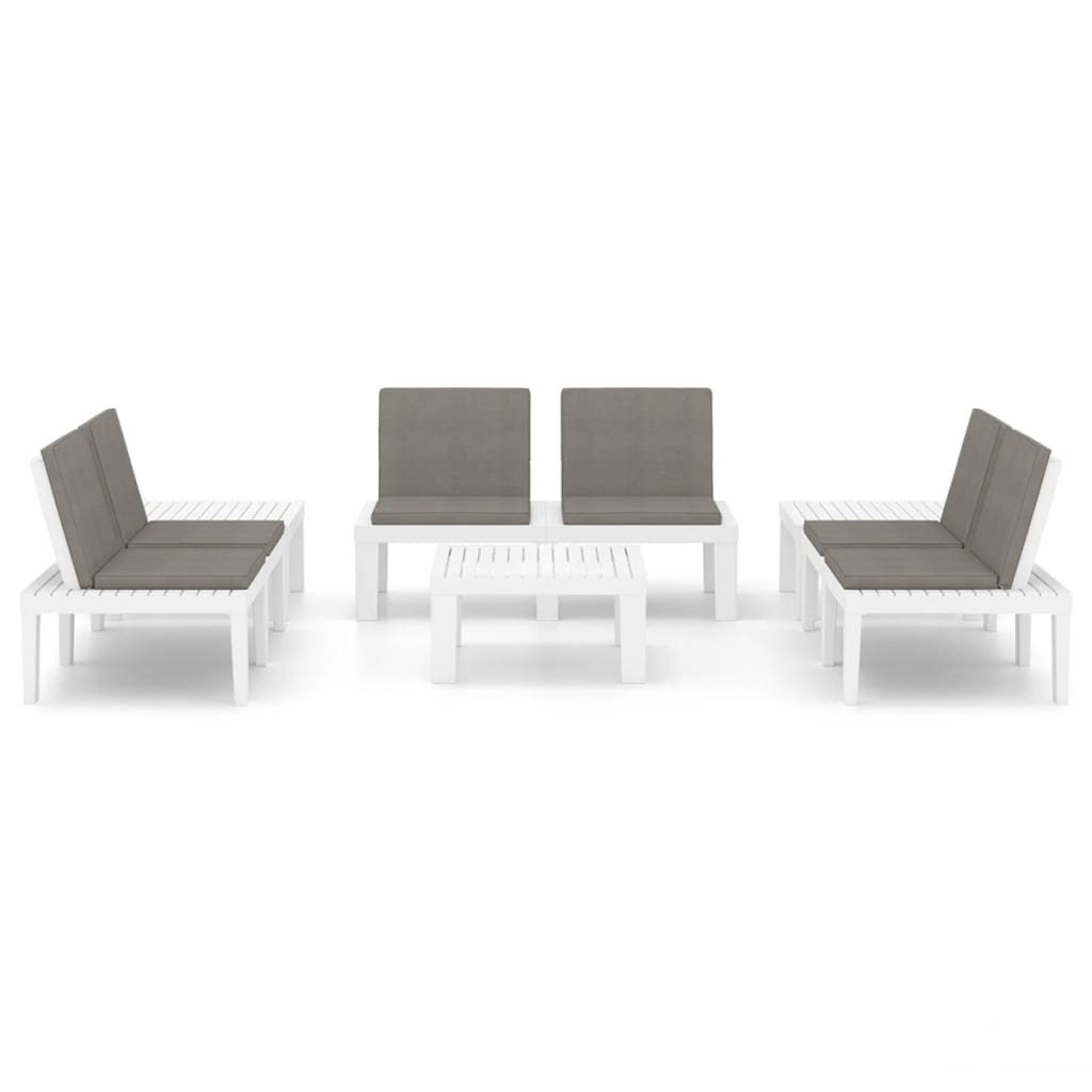 vidaXL Set mobilier de grădină cu perne, 6 piese, alb, plastic