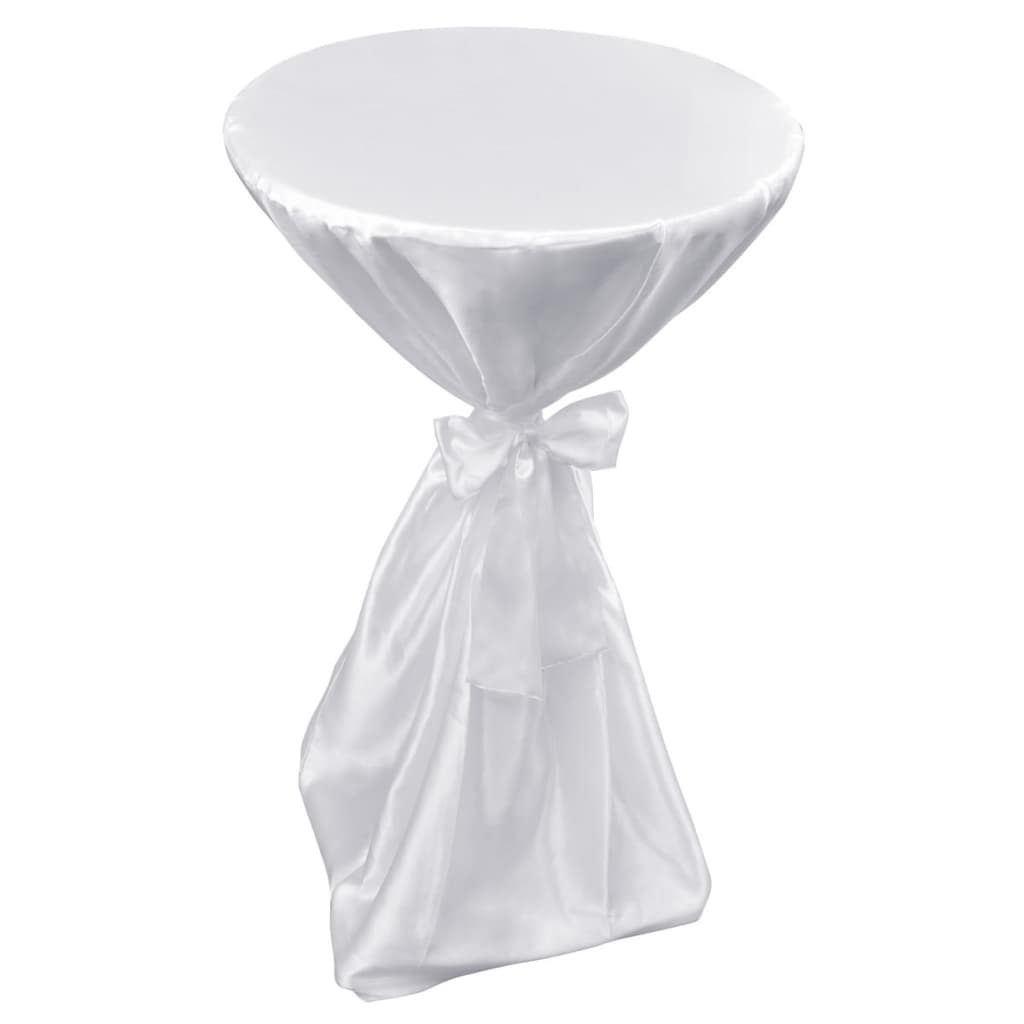 Husă de masă albă, 60 cm, cu fundă, 2 buc