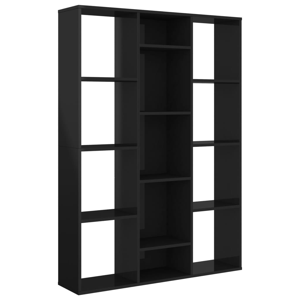 vidaXL Separator cameră/Bibliotecă negru extralucios 100x24x140 cm PAL