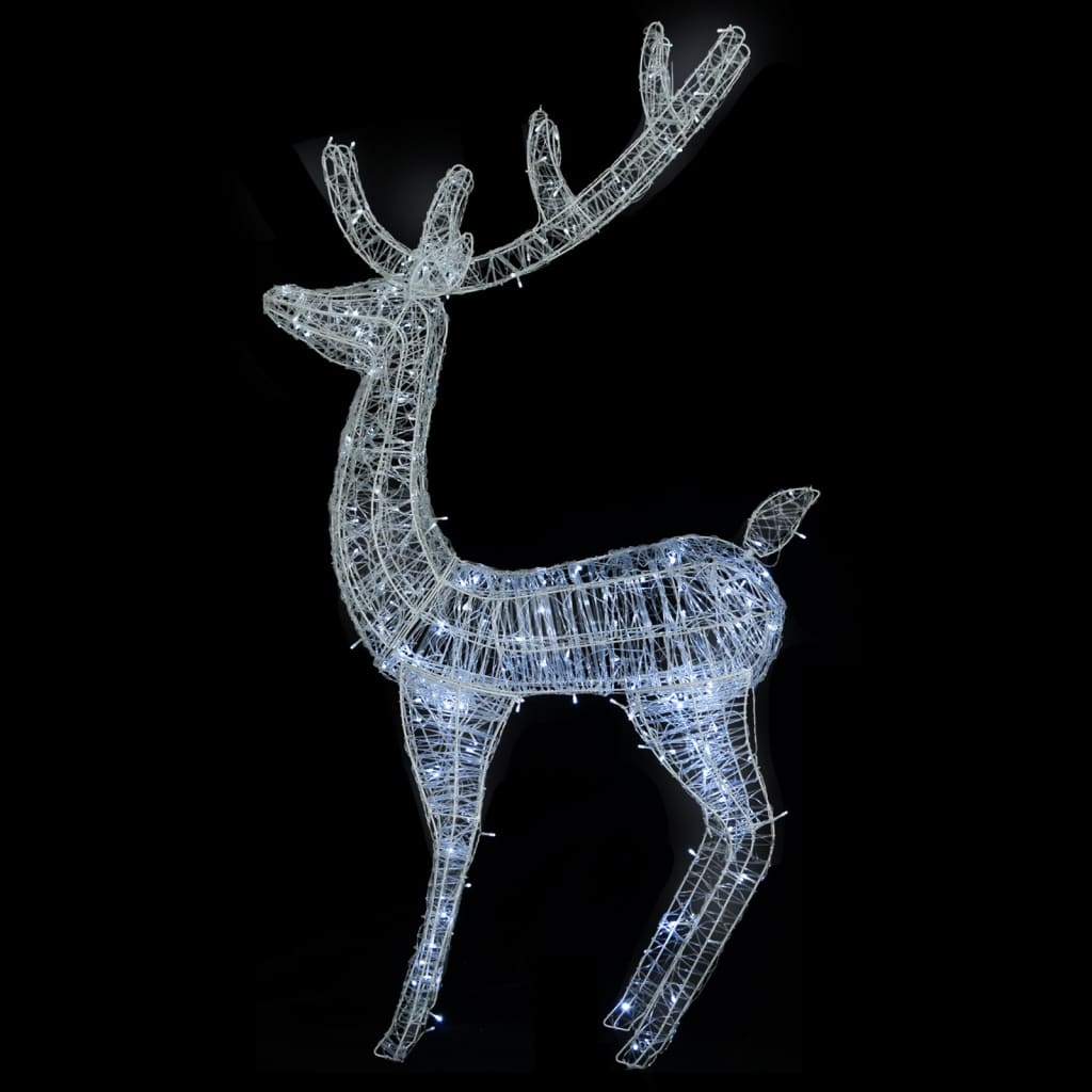 vidaXL Ren de Crăciun, 250 LED-uri, alb rece, 180 cm, acril, XXL