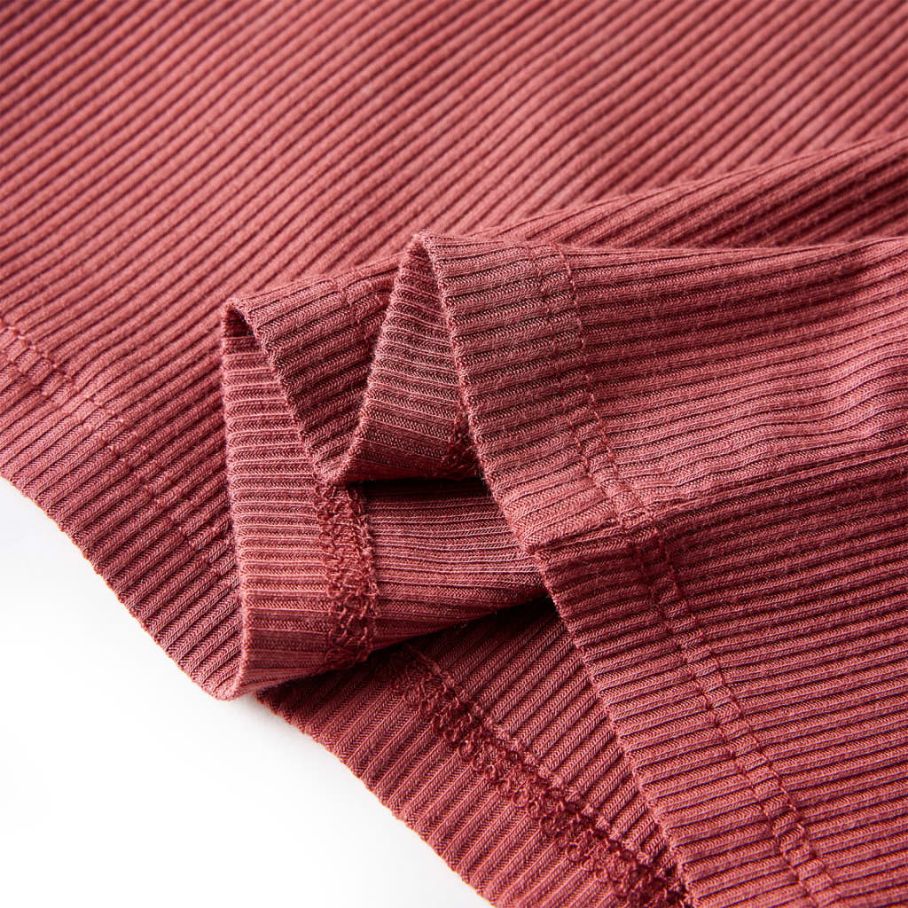 Tricou de copii cu mâneci lungi, guler tunică, roșu ars, 92