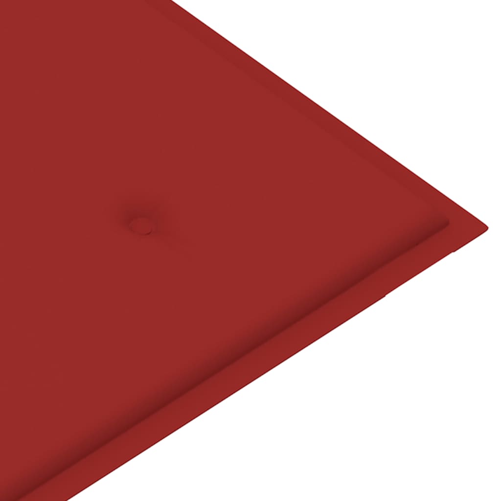 vidaXL Bancă de grădină, cu pernă roșie, 112 cm, lemn masiv de tec
