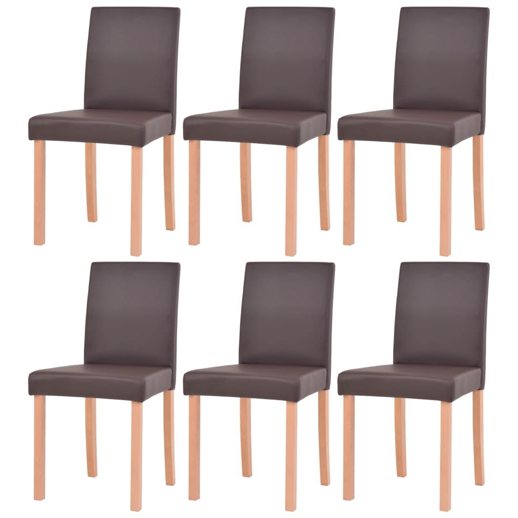 vidaXL Masă și scaune 7 piese, piele artificială, stejar, maro