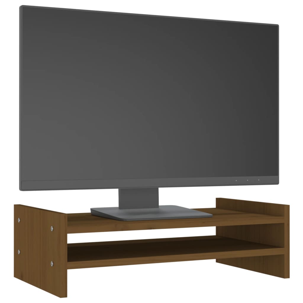 vidaXL Suport pentru monitor, maro miere, 50x27x15 cm, lemn masiv pin