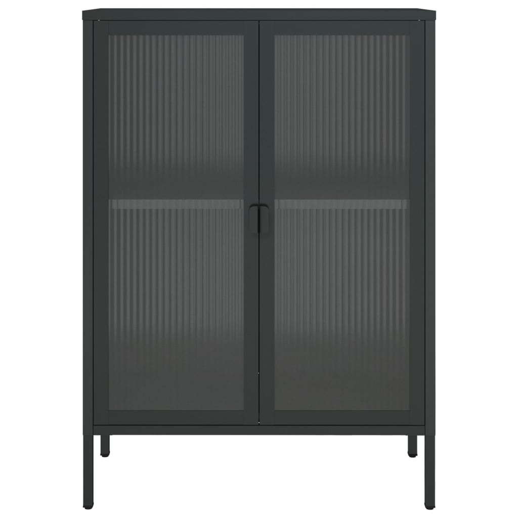 vidaXL Servantă, negru, 75x35x105 cm, sticlă și oțel