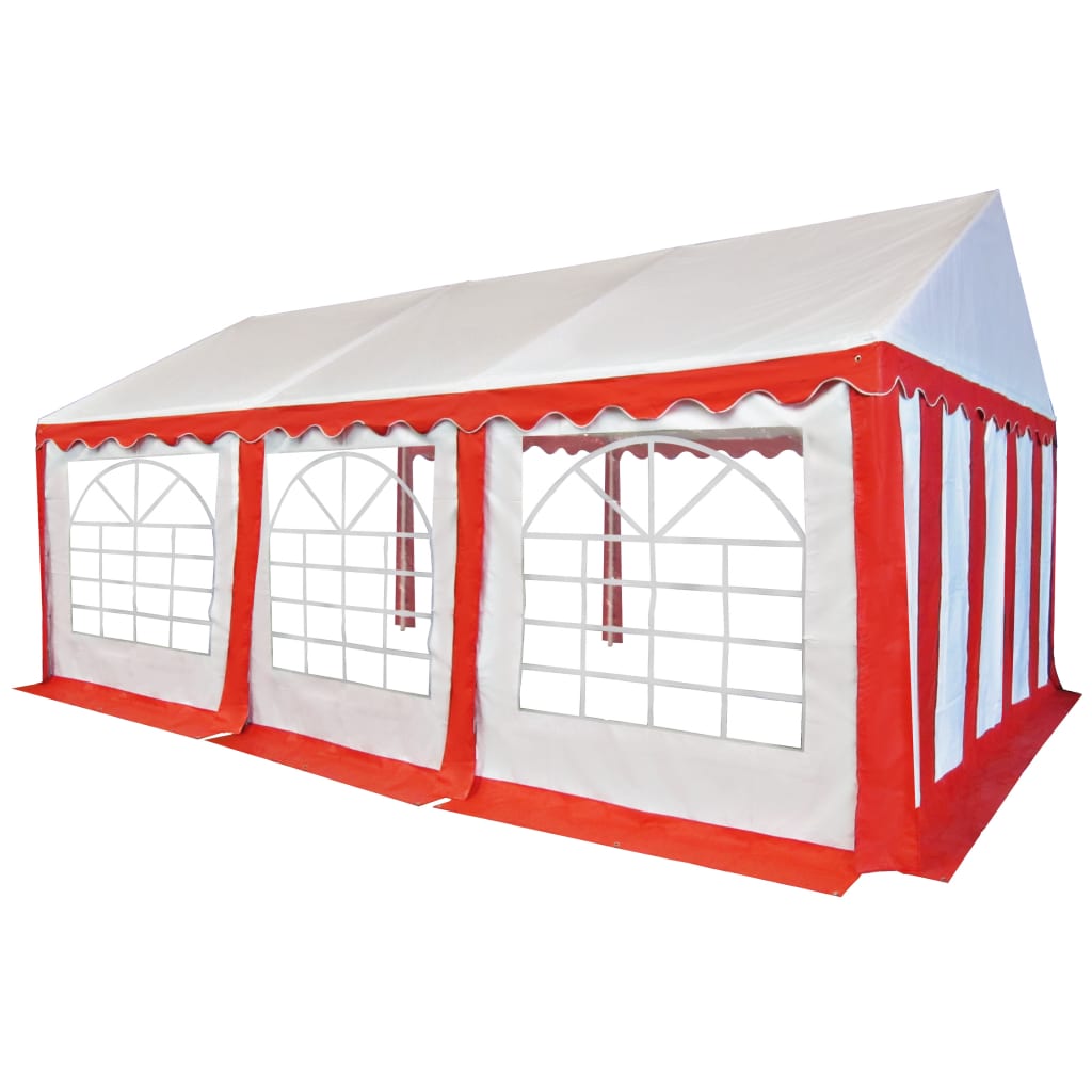 vidaXL Pavilion de grădină, roșu și alb, 4 x 6 m, PVC