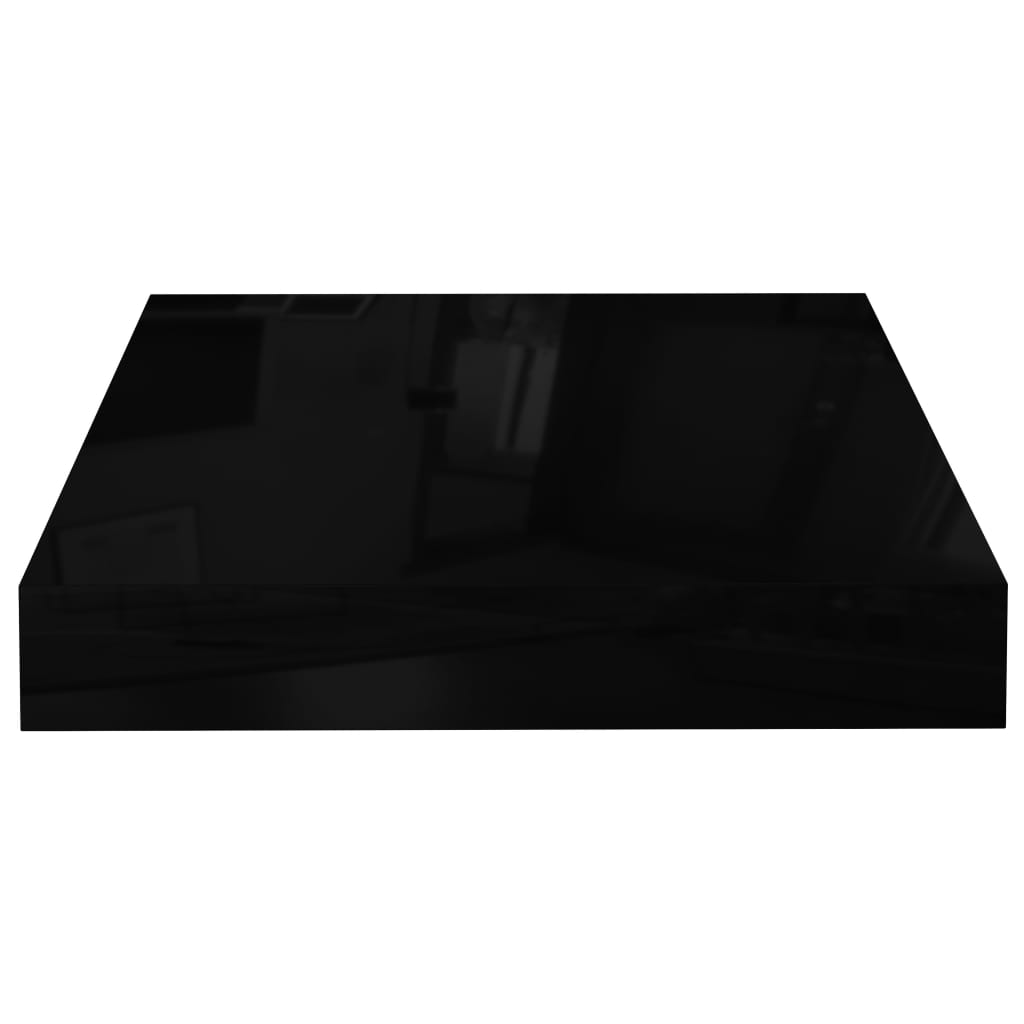 vidaXL Raft de perete suspendat negru extralucios, 23x23,5x3,8 cm, MDF