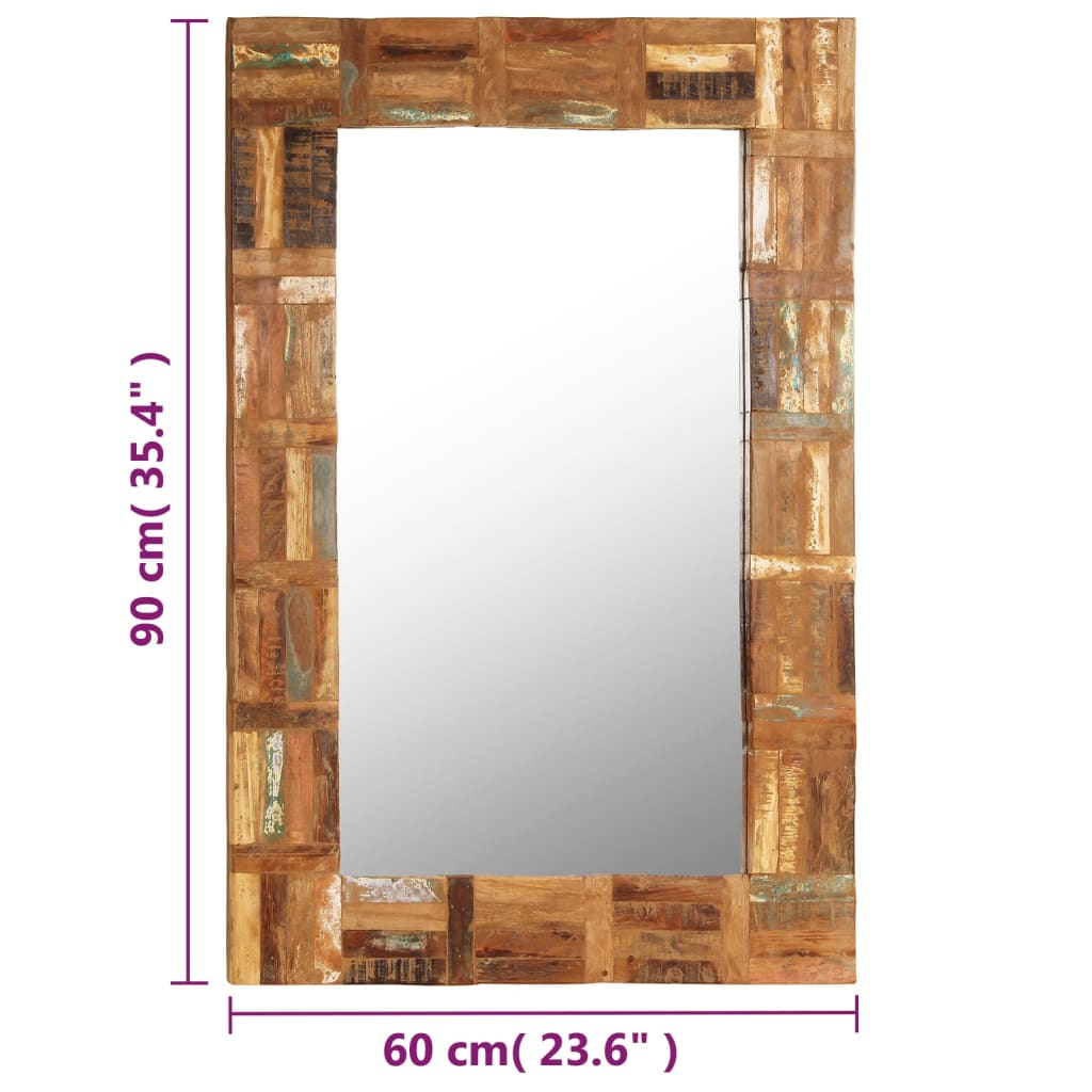 vidaXL Oglindă de perete, 60 x 90 cm, lemn masiv reciclat