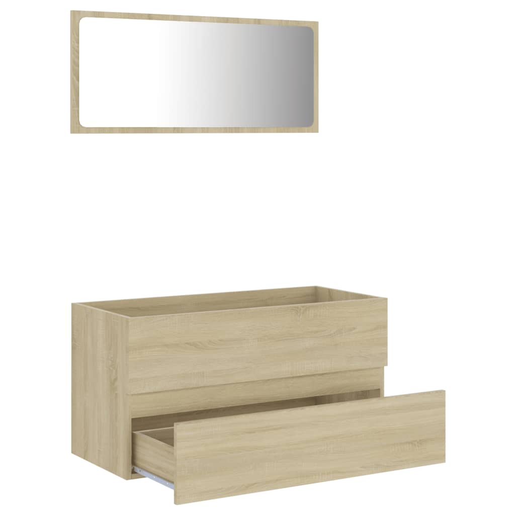 vidaXL Set mobilier de baie, 2 piese, stejar sonoma, lemn compozit