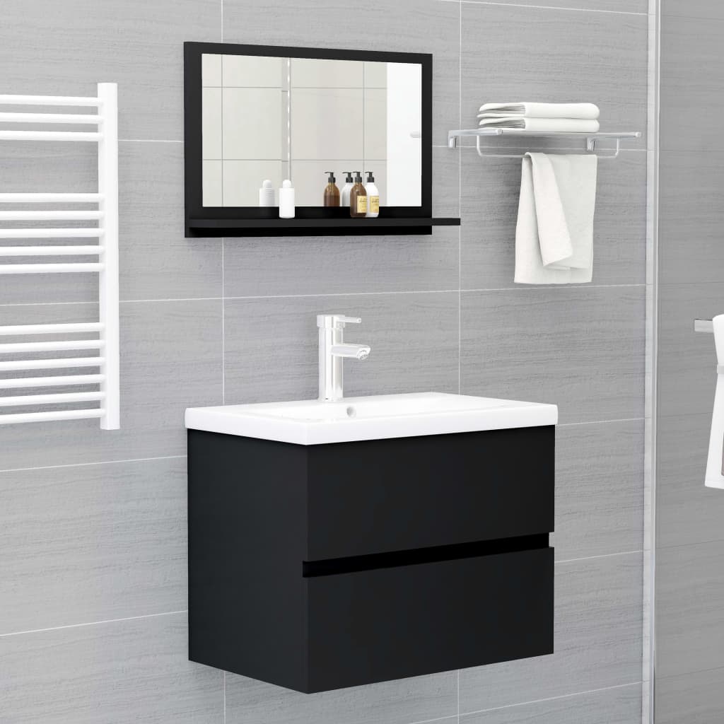 vidaXL Oglindă de baie, negru, 60 x 10,5 x 37 cm, PAL
