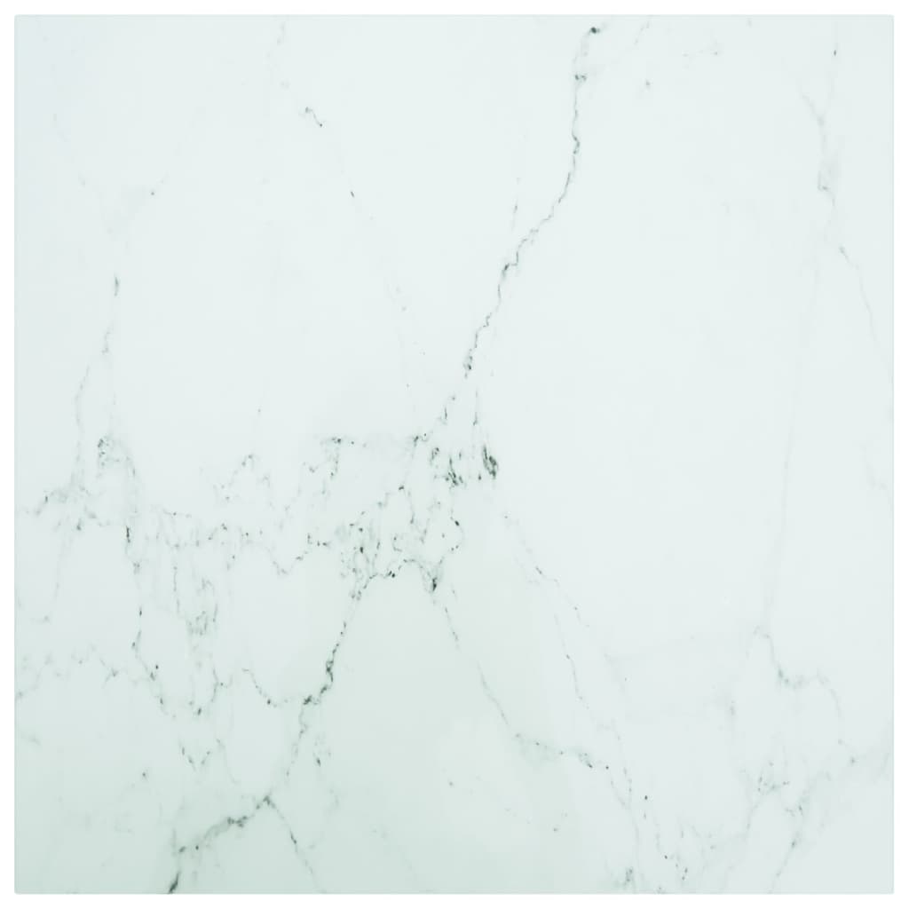 vidaXL Blat masă alb 70x70 cm 6 mm sticlă securizată design marmură