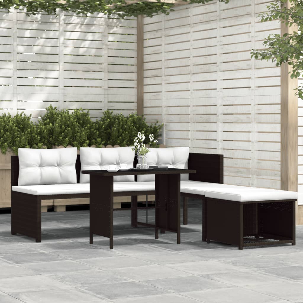 vidaXL Set mobilier de grădină, 4 piese, maro, poliratan
