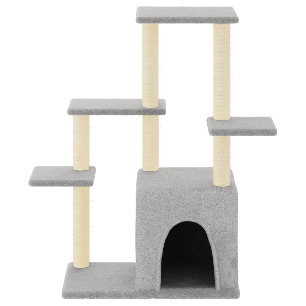 vidaXL Ansamblu pisici, stâlpi din funie sisal, gri deschis, 97,5 cm