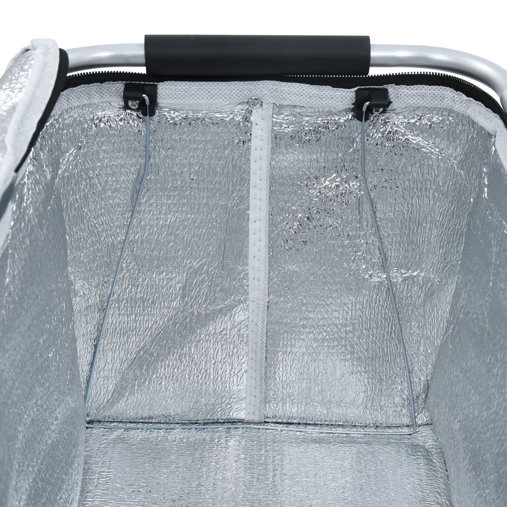 vidaXL Geantă frigorifică pliabilă, gri, 46 x 27 x 23 cm, aluminiu