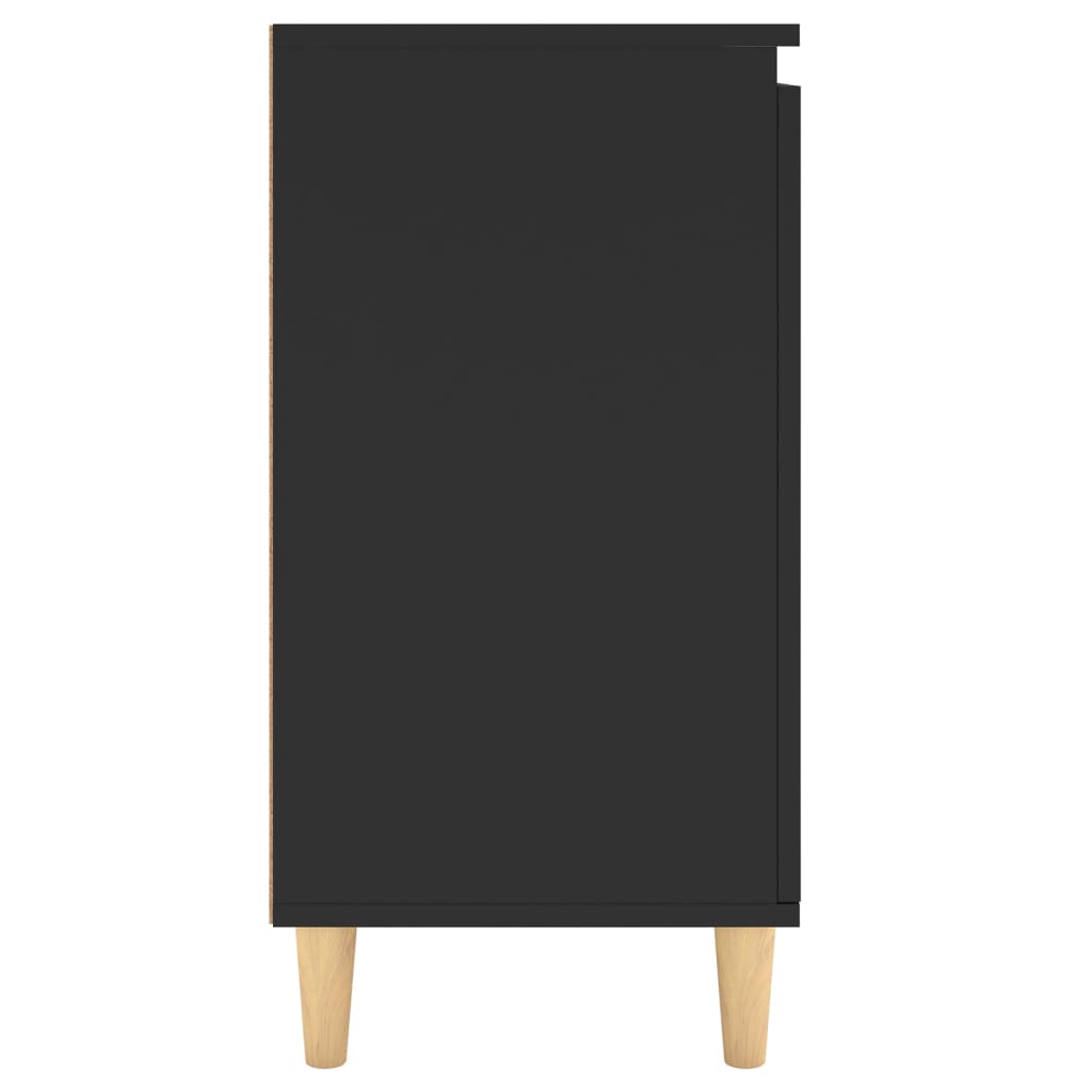 vidaXL Servantă cu picioare din lemn masiv, negru, 60x35x70 cm, PAL